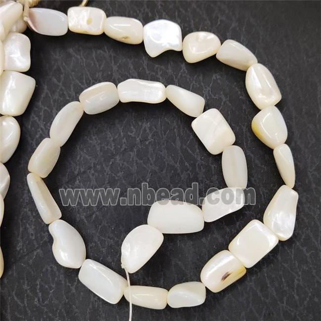 Natural MOP Shell Beads Freeform White