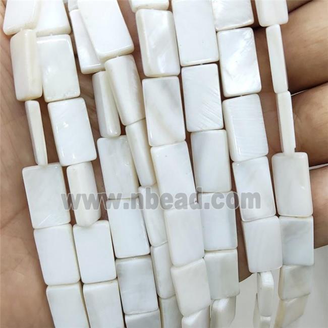 White Sea Shell Rectangle Beads