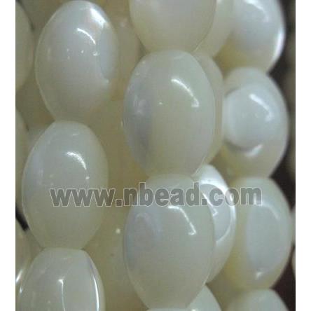 mother of pearl bead, barrel, white