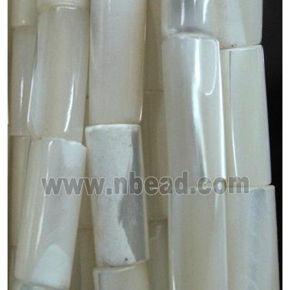White MOP Shell Tube Beads Column