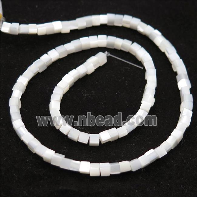 white mother of pearl beads, shell cube