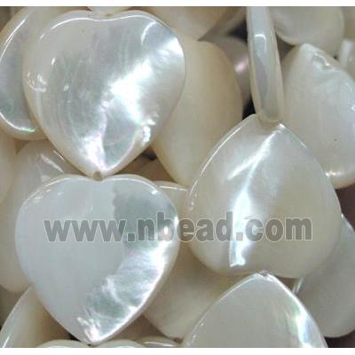 white mother of pearl bead, heart