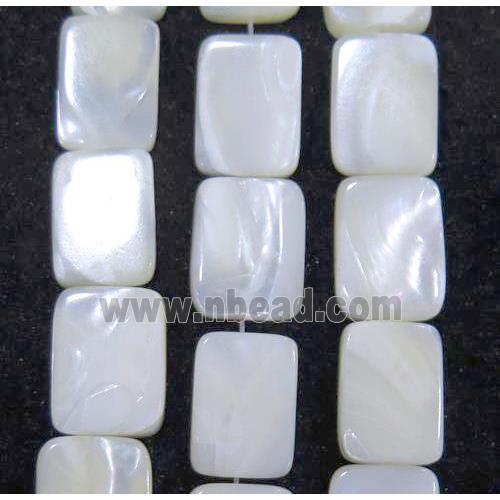 white mother of pearl bead, rectangle