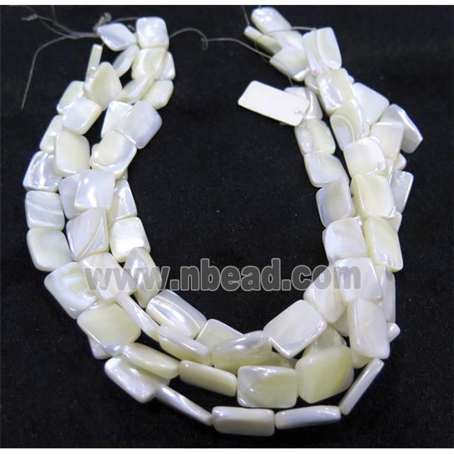 white mother of pearl bead, rectangle