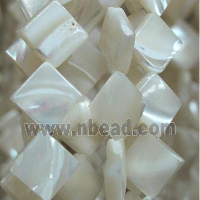 white mother of pearl bead, square