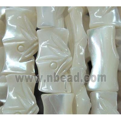 White MOP Shell Beads Bamboo Carved