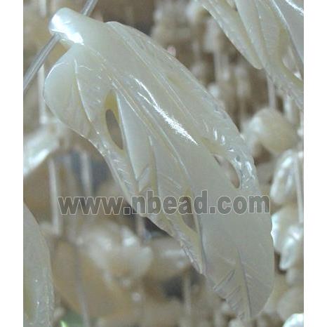 white mother of pearl bead, leaves