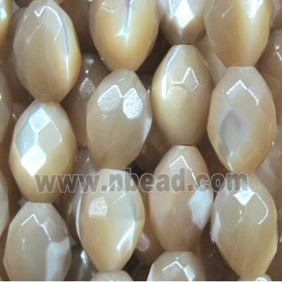 mother of pearl bead, faceted oval