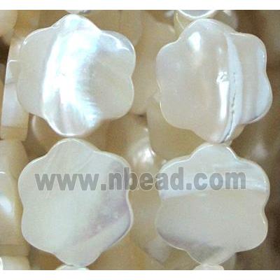 white mother of pearl bead, flower