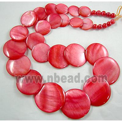 17 inches of freshwater shell necklace, red