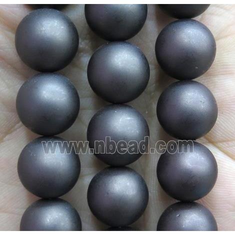 round matte pearlized shell beads, chocolate