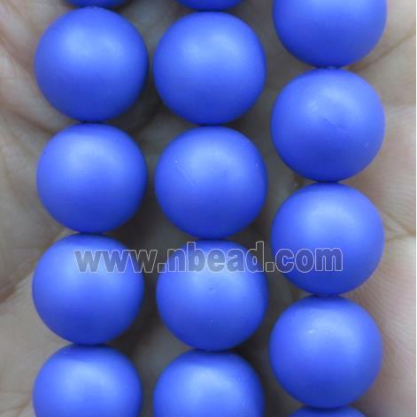 blue matte pearlized shell beads, round
