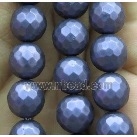 matte pearlized shell bead, faceted round