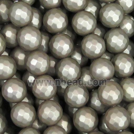 matte pearlized shell beads, bronze, faceted round