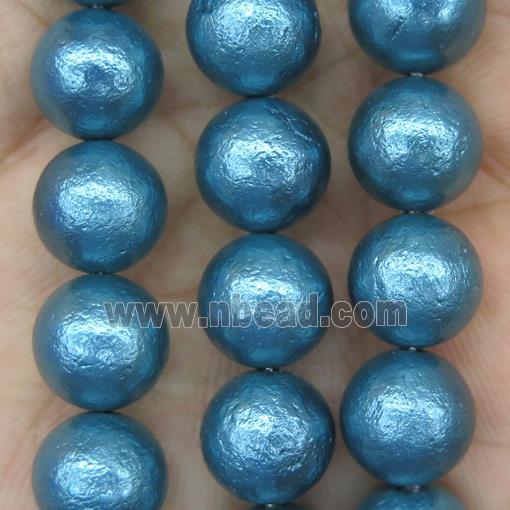 round teal Pearlized Shell beads, rough