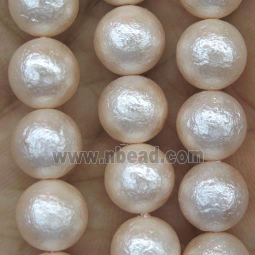 round Pearlized Shell Beads, rough
