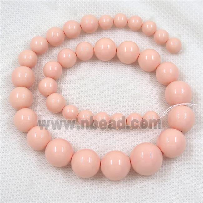 pink Pearlized Shell graduated Beads, round