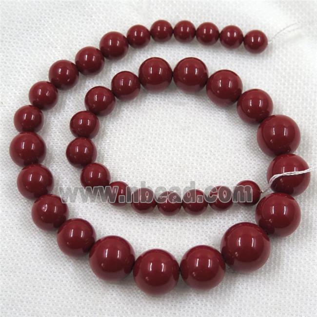 red Pearlized Shell graduated Beads, round