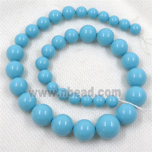 blue Pearlized Shell graduated Beads, round