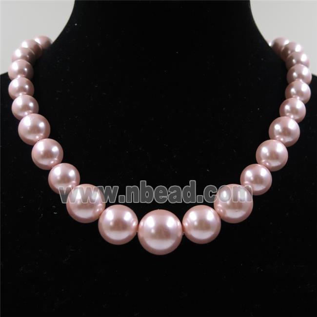 pink Pearlized Shell graduated Beads, round