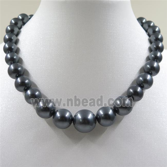 black Pearlized Shell graduated Beads, round