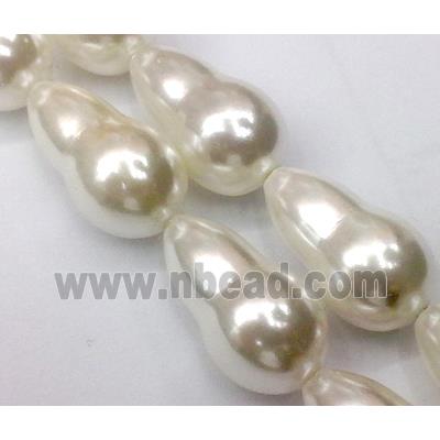 pearlized shell beads, Calabash, white