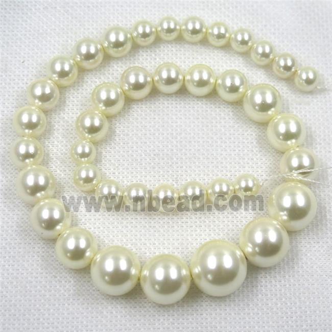 white Pearlized Shell graduated Beads, round