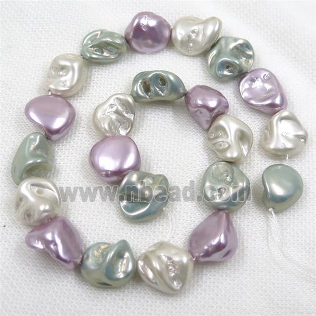 baroque style freshwater shell beads, freeform, mix color