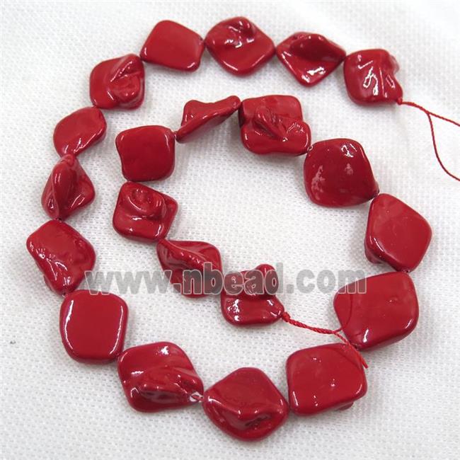 baroque style freshwater shell beads, freeform, red