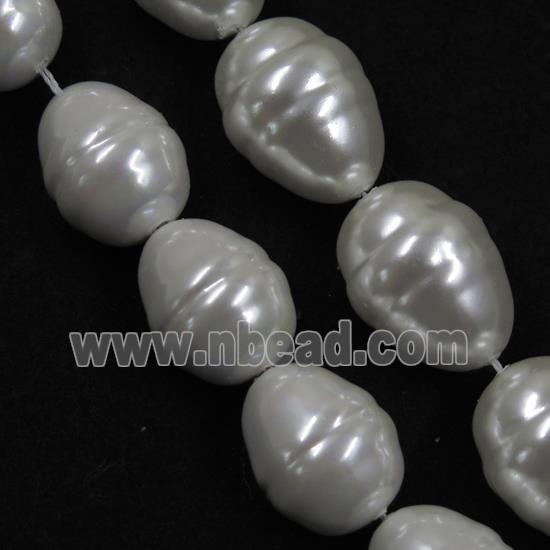 white Pearlized Shell silkworm Beads