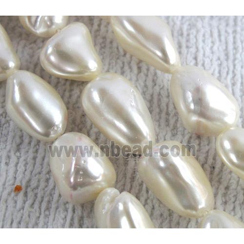 Pearlized Shell Beads, freeform, white