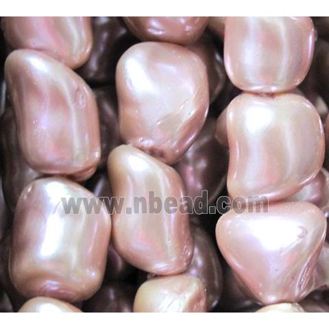 Pearlized Shell Beads, freeform, pink