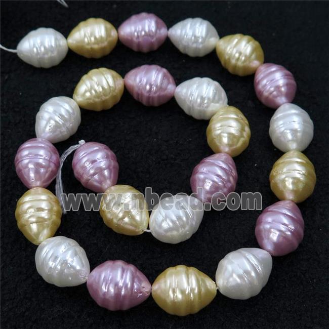 Pearlized Shell silkworm beads, mixed color