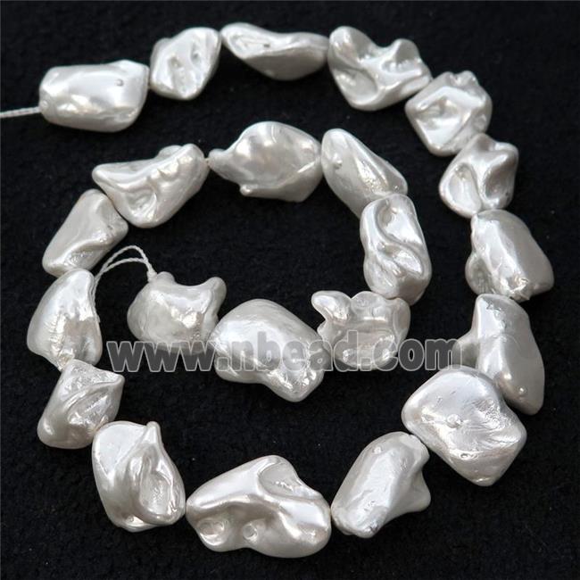 baroque style Freshwater Shell Beads, freeform, white