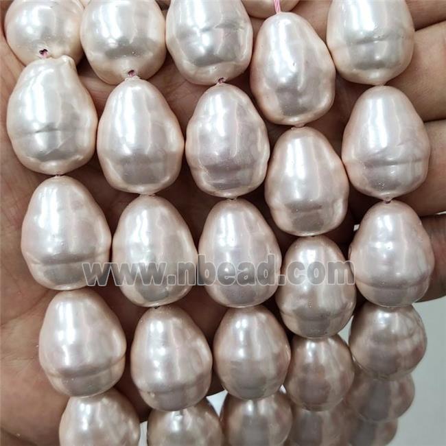 Pearlized Shell Teardrop Beads Lt.pink