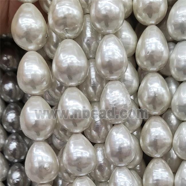 Baroque Style Cream White Pearlized Shell Teardrop Beads
