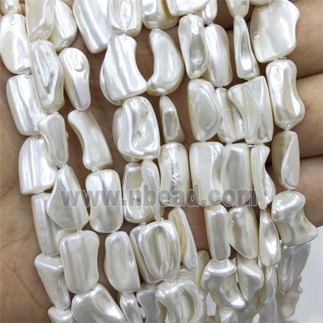 White Pearlized Shell Beads Freeform