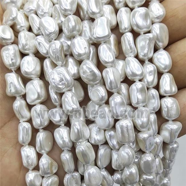 Baroque Style White Pearlized Shell Beads Freeform