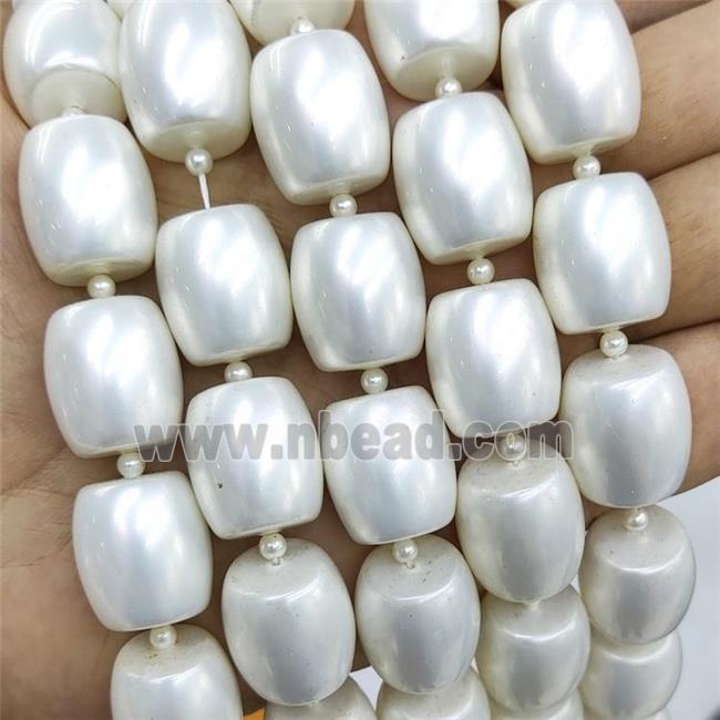 White Pearlized Shell Beads Barrel