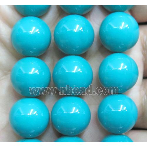 blue turq Pearlized Shell Beads, round