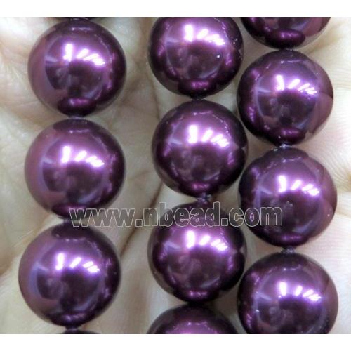 purple Pearlized Shell Beads, round