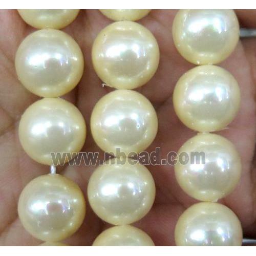 yellow Pearlized Shell Beads, round
