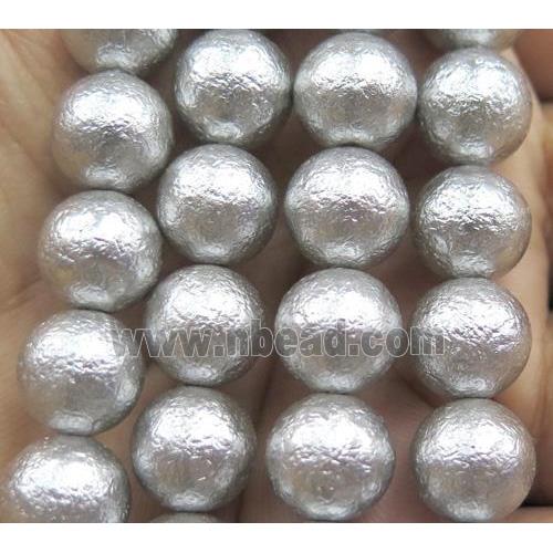 Pearlized Shell Bead, matte round, grey