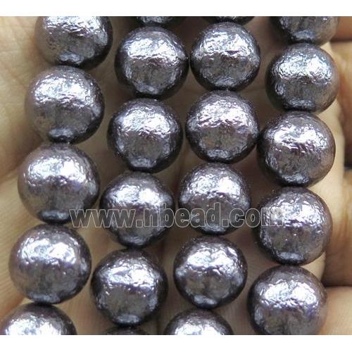 Pearlized Shell Bead, matte round, black