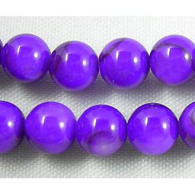 freshwater shell beads, round, dyed, deep-lavender