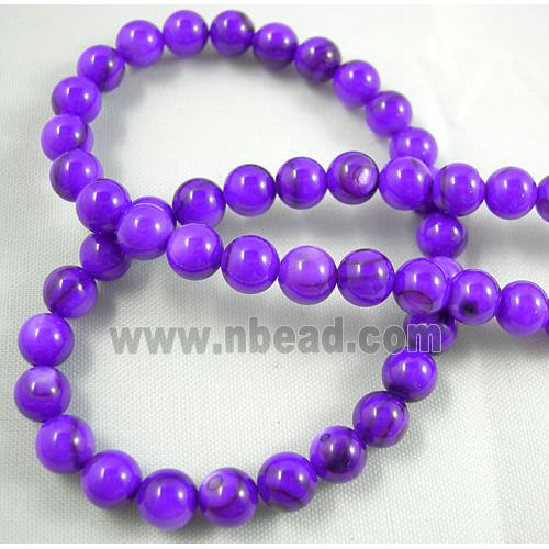 freshwater shell beads, round, dyed, deep-lavender