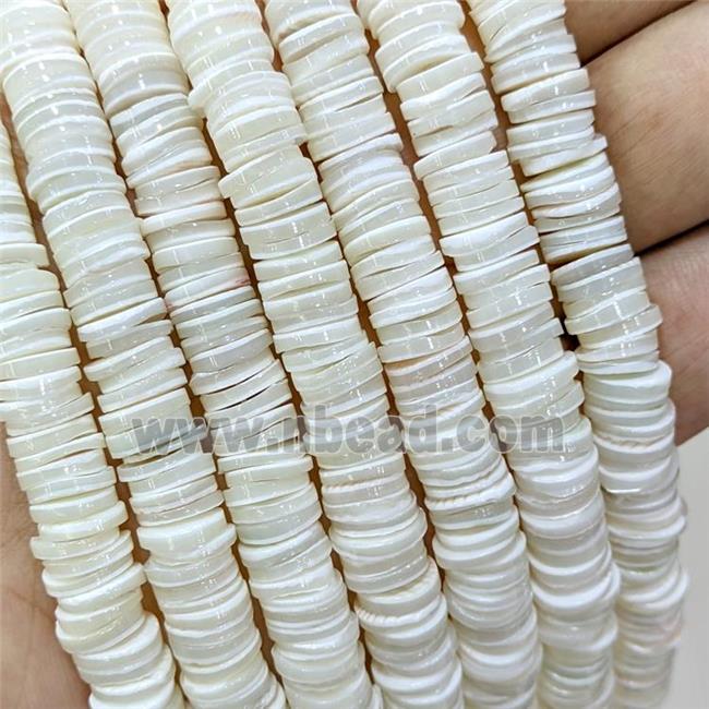 Natural Sea Shell Heishi Beads White