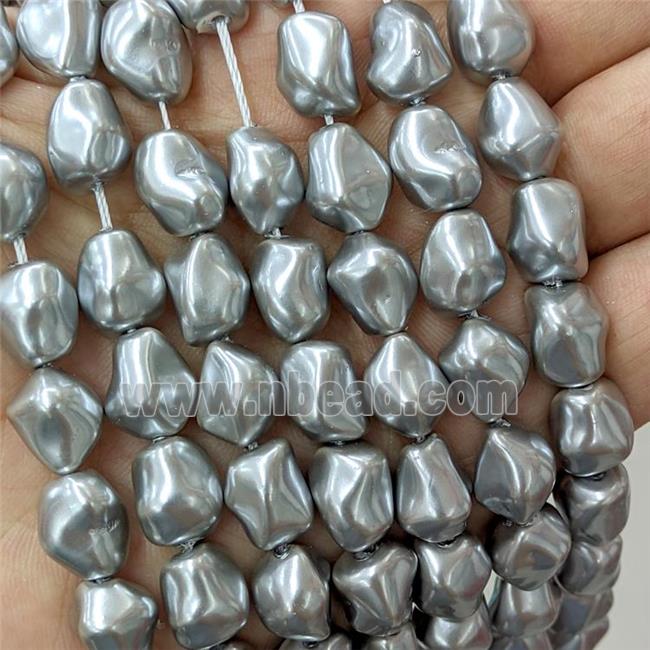 Pearlized Shell Beads Freeform Gray