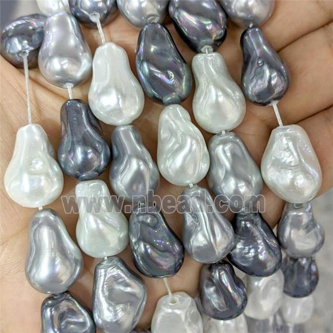 Baroque Style Pearlized Shell Beads Freeform Mixed Color