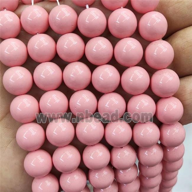 Lt.pink Pearlized Shell Beads Smooth Round